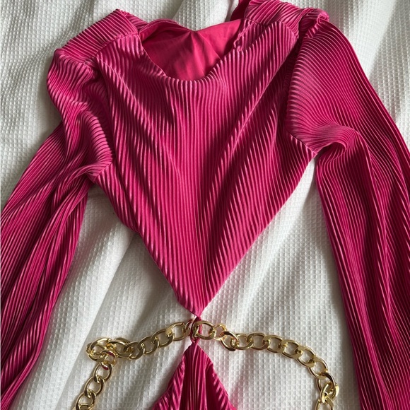 Pink Cutout Long sleeve Maxi Dress - Picture 6 of 7